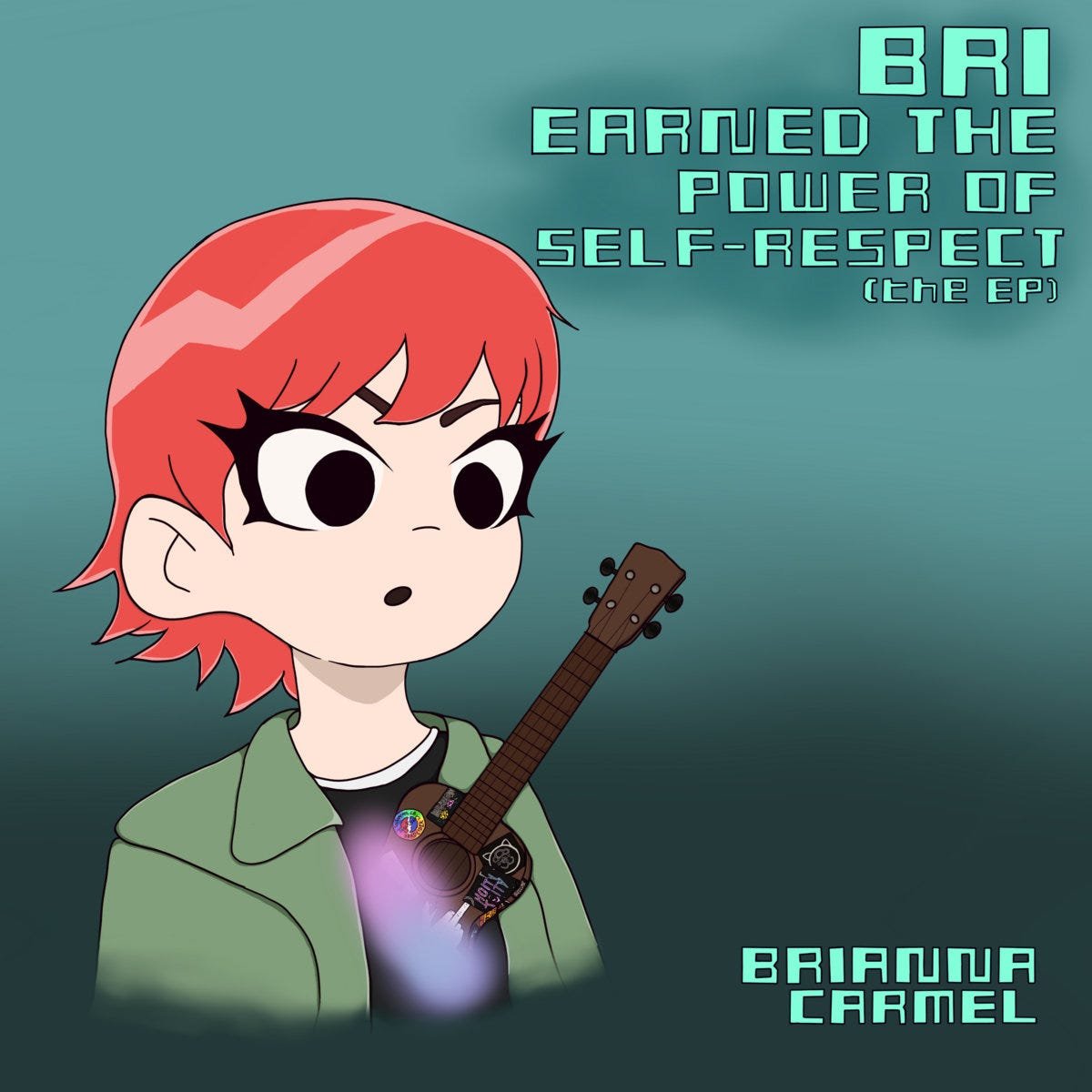 Album art for Bri Earned the Power of Self Respect By Brianna Carmel. Anime verison of Bri done in the style of Scott Pilgrim vs the World.