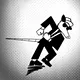 A opossum in a black suit and tie skanking